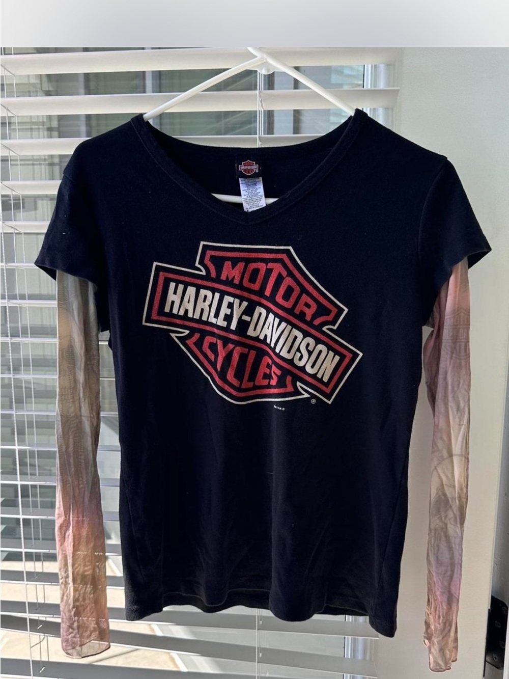 Harley-Davidson Black Logo Long Sleeve Layered Look Top
